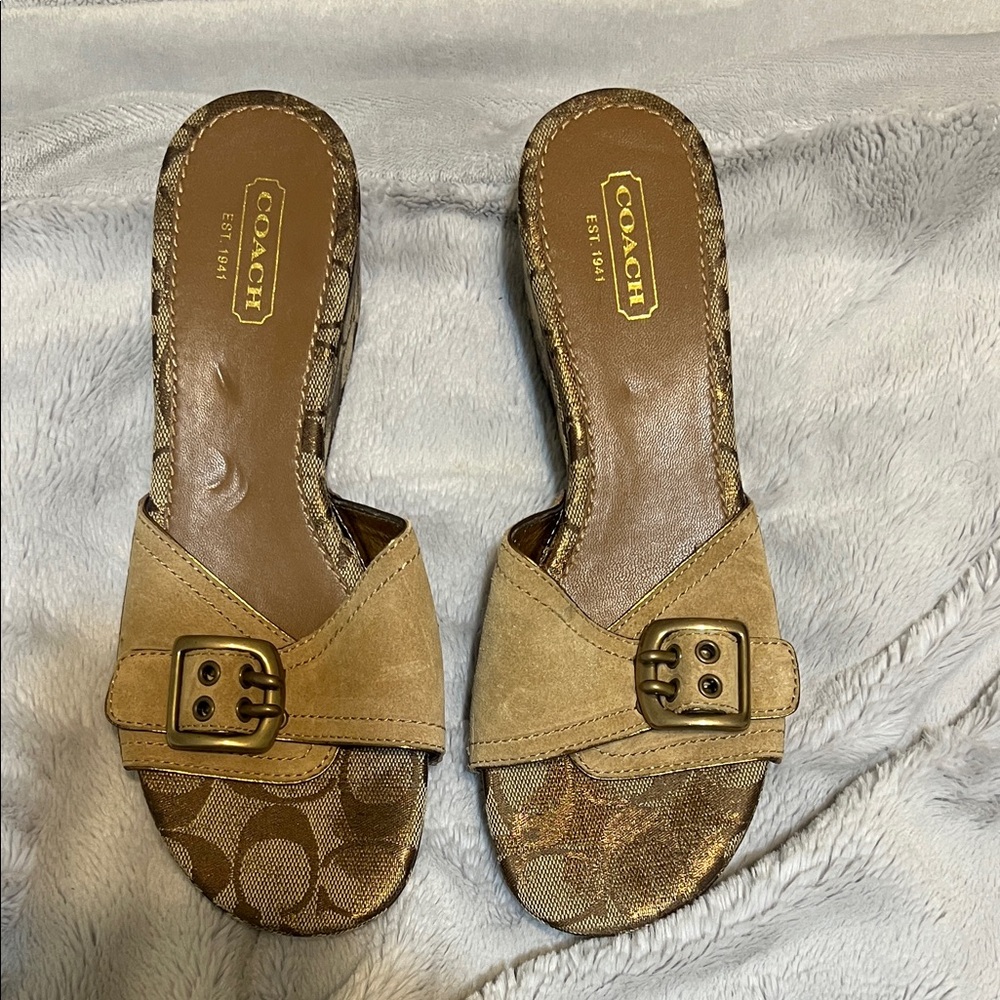 Coach Brown and Tan Women's Sandals